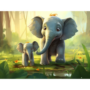 Mamma och elefantunge