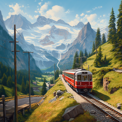 Tåg - bergslandskap