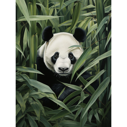 Panda gömmer sig bakom bambu