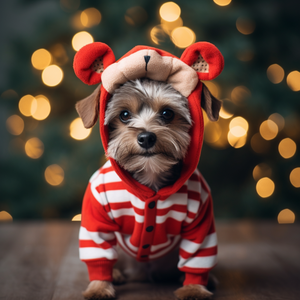 Hund i juldräkt