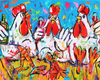 Glädjande Målning - Kycklingar Till Vinet