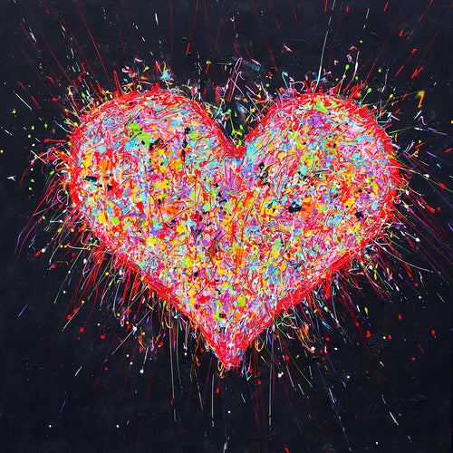 Glädjande Målning - Färgglatt Hjärta