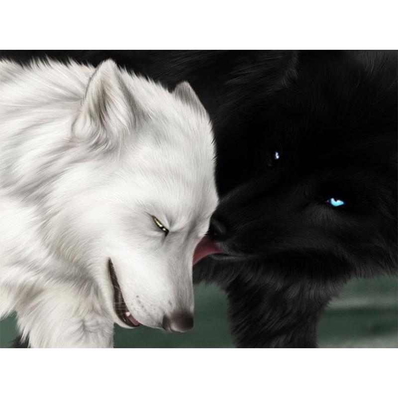 Zwarte & Witte Wolf | Diamond Painting