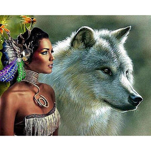 Wolf - Vrouw | Diamond Painting