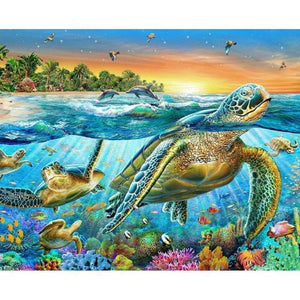Schildpad - Dolfijn | Diamond Painting